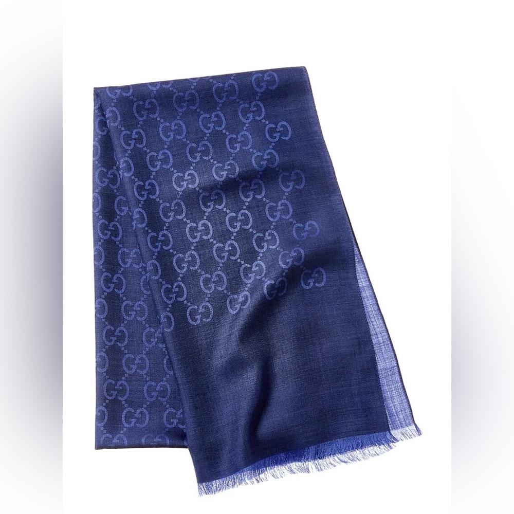 Gucci Blue Wool & Silk Scarf